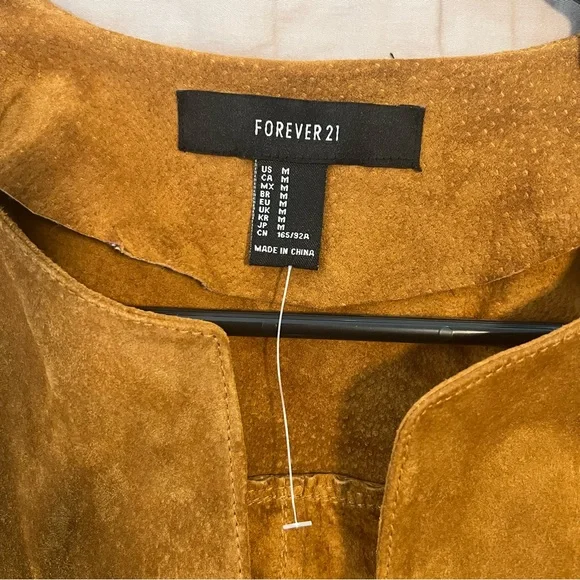 nwot Forever 21 Tan Fringe Suede Jacket Western Style - Picture 3 of 5